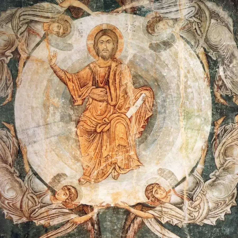 Ascension Of Christ In Ohrid With Christ In A Mandorla Supported By Four Angels