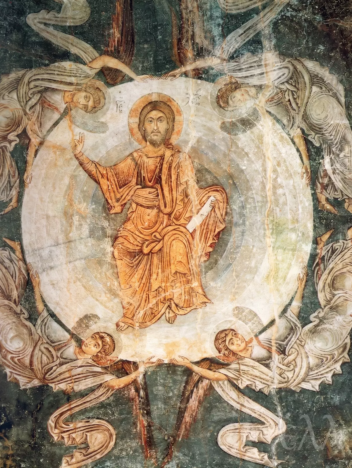Ascension Of Christ In Ohrid With Christ In A Mandorla Supported By Four Angels