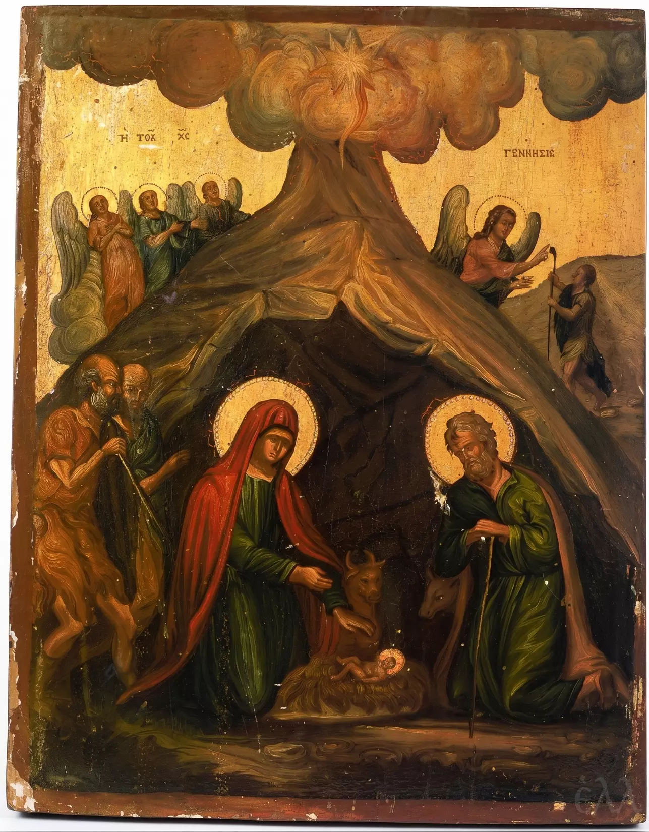 Nativity Of Christ Icon In Barletta With The Virgin, Joseph, Angels And Shepherds