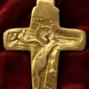 Byzantine Crucifixion Enkolpion Cross In Black Steatite And Gold At Vatopedi