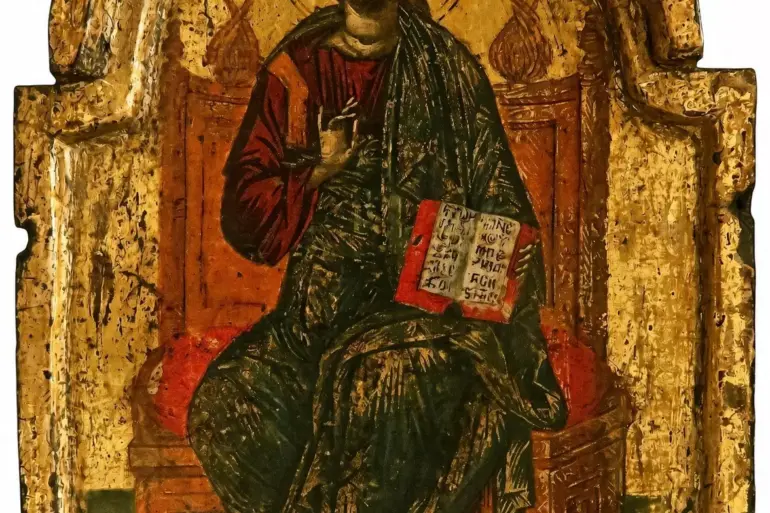 Christ Pantocrator Byzantine Icon Showing Enthroned Christ With An Open Gospel On A Gold Ground