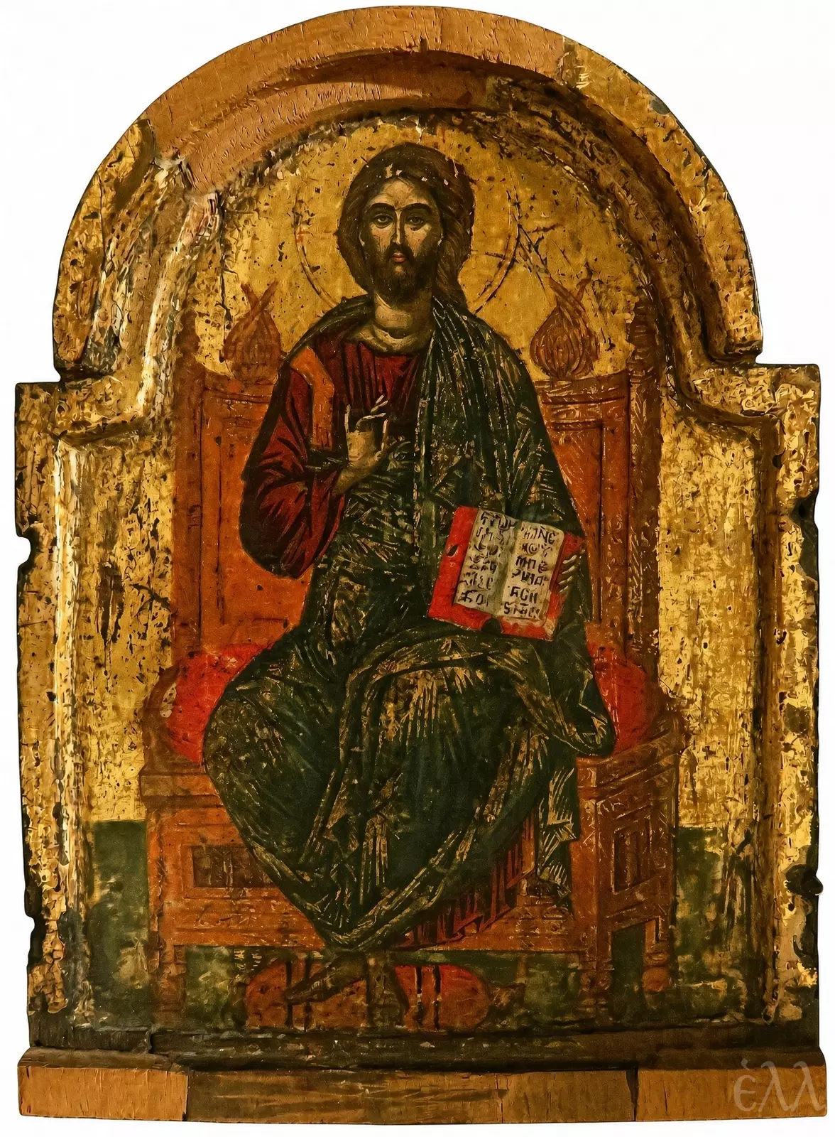 Christ Pantocrator Byzantine Icon Showing Enthroned Christ With An Open Gospel On A Gold Ground