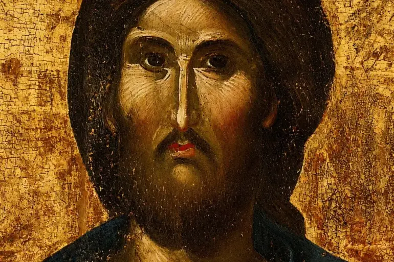 Christ Pantokrator Icon Of Mytilene, Facial Detail With Linear Highlights