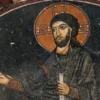 Λεπτομέρεια Του Προσώπου Του Χριστού Στη Βυζαντινή Τοιχογραφία Οσίου Λουκά