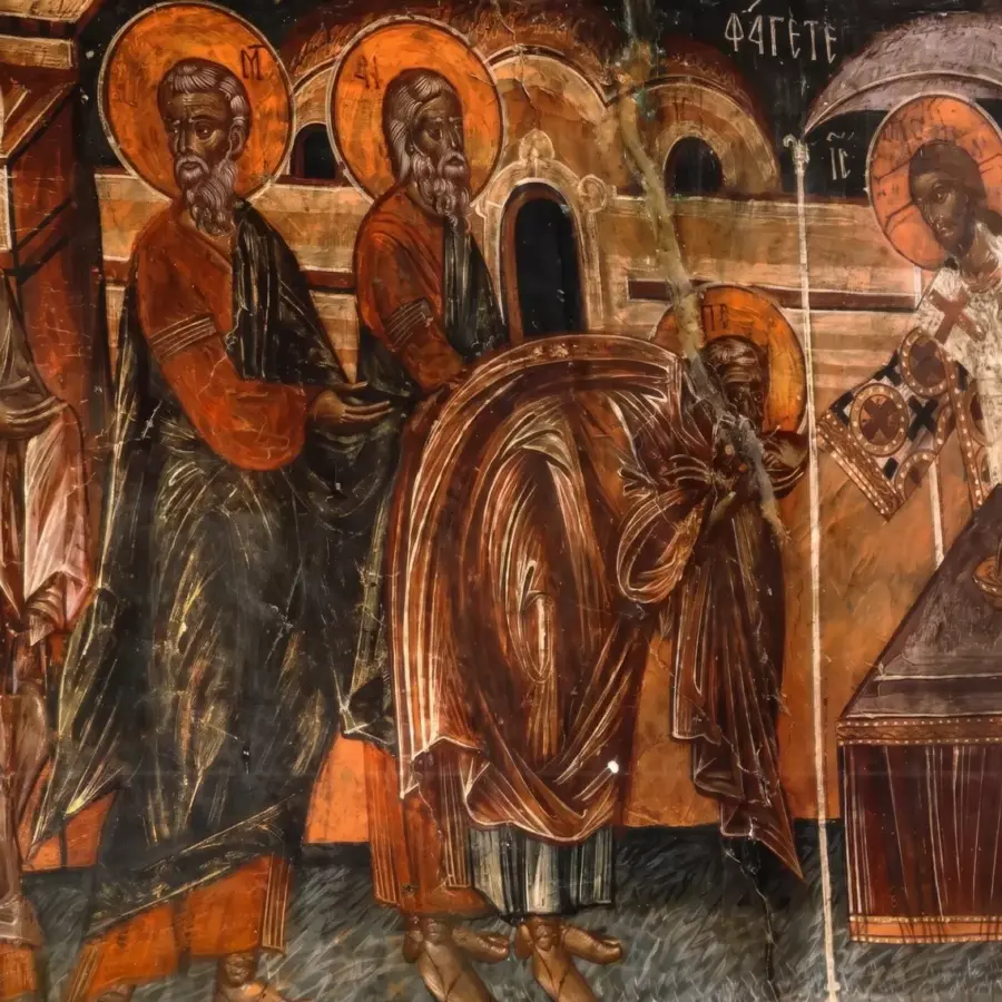 Communion Of The Apostles By Georgios Moschos With Christ Offering The Chalice