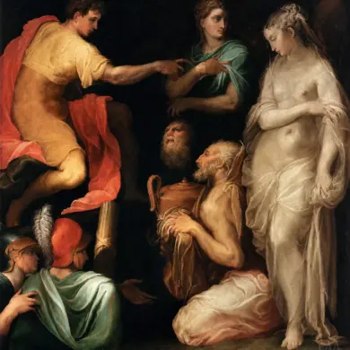 A Temperança De Escipião, Obra De Arte De Dell'Abbate, Com A Mulher Em Tecido Branco