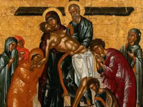 Deposition Of Christ Icon Detail Showing The Virgin, Joseph, John And Christ