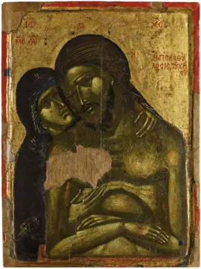 Extreme Humility Icon With The Dead Christ Embraced By The Theotokos, C. 1400
