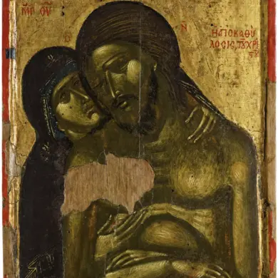 Extreme Humility Icon With The Dead Christ Embraced By The Theotokos, C. 1400