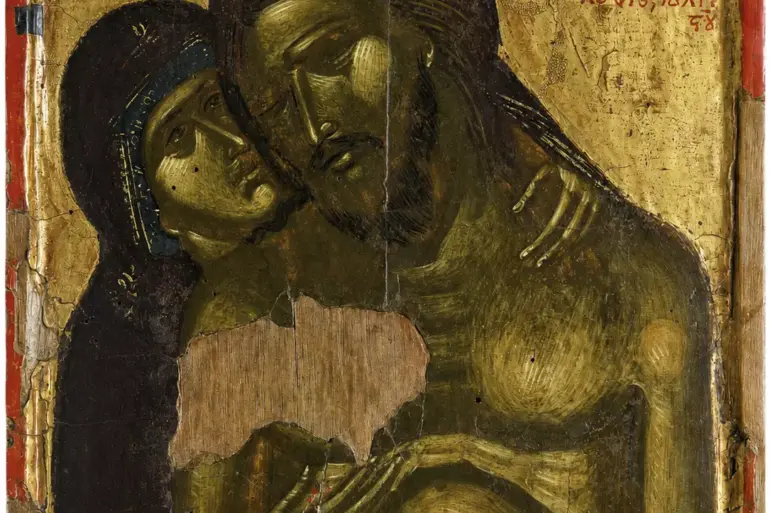 Extreme Humility Icon With The Dead Christ Embraced By The Theotokos, C. 1400