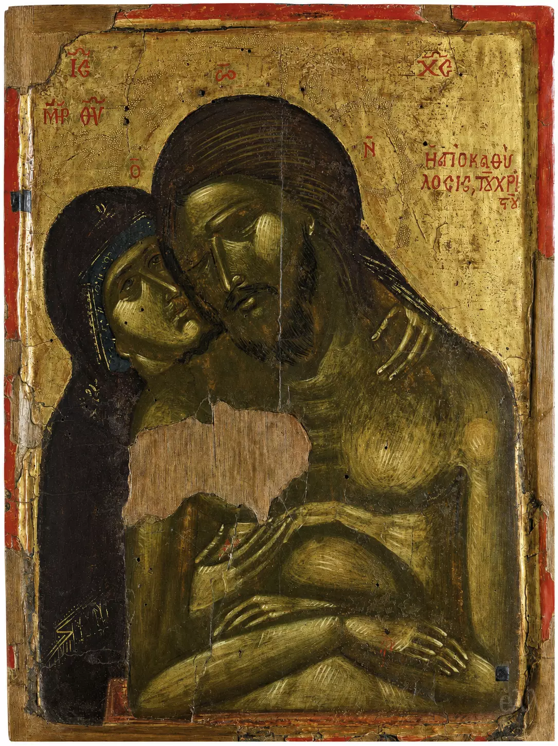Extreme Humility Icon With The Dead Christ Embraced By The Theotokos, C. 1400