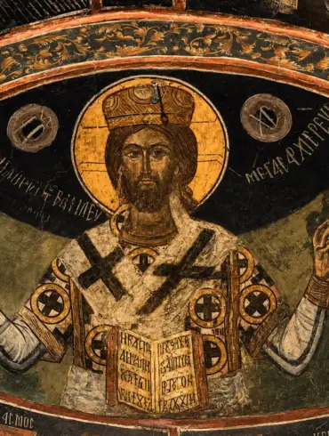 Fresco Of Christ Great High Priest By Georgios Moschos In Chrysafa.