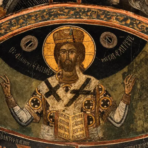 Fresco Of Christ Great High Priest By Georgios Moschos In Chrysafa.