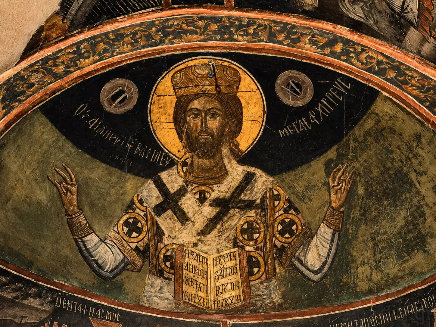 Fresco Of Christ Great High Priest By Georgios Moschos In Chrysafa.
