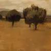 Landscape At Castiglioncello By Giuseppe Abbati With Ochre Fields And Dark Trees