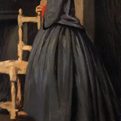 O Retrato De Mulher De Abbati Com Vestido Escuro Junto A Uma Cadeira De Madeira (Traduzido Do Texto Original Em Grego Por D. Alexandraki)