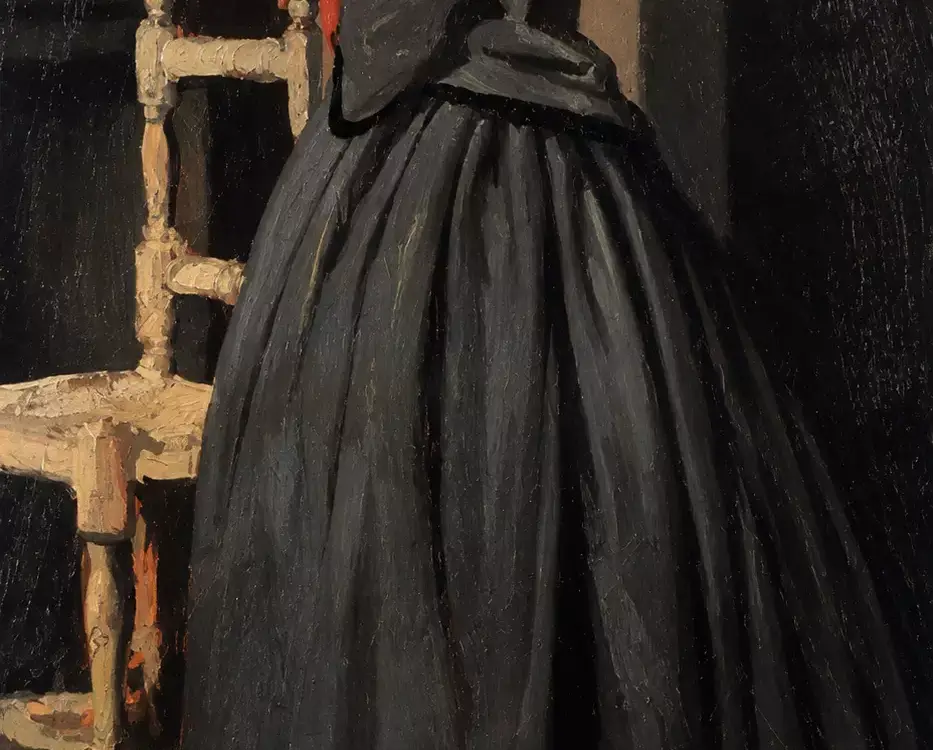 Giuseppe Abbati Portrait Of A Woman, Macchiaioli Oil Panel, Woman In Profile By A Chair