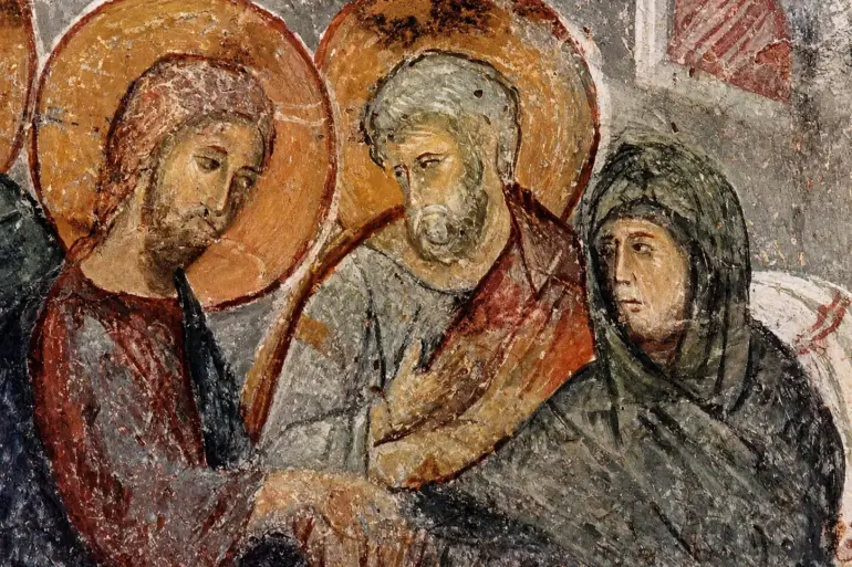 A Palaiologan Period Wall Painting, The Healing Of Peter'S Mother-In-Law Fresco, In The Hodegetria Church, Mistra.