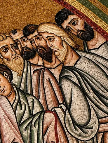 Hosios Loukas Washing Of The Feet Mosaic Detail Showing The Gathered Apostles