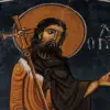 John The Baptist Hosios Loukas Fresco Detail Showing The Saint'S Face And Halo