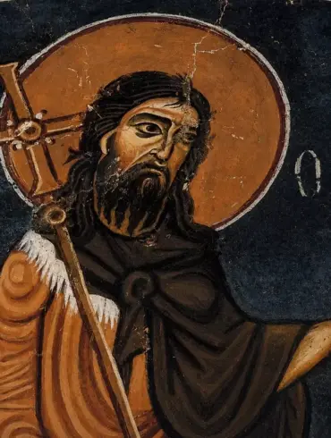 John The Baptist Hosios Loukas Fresco Detail Showing The Saint'S Face And Halo