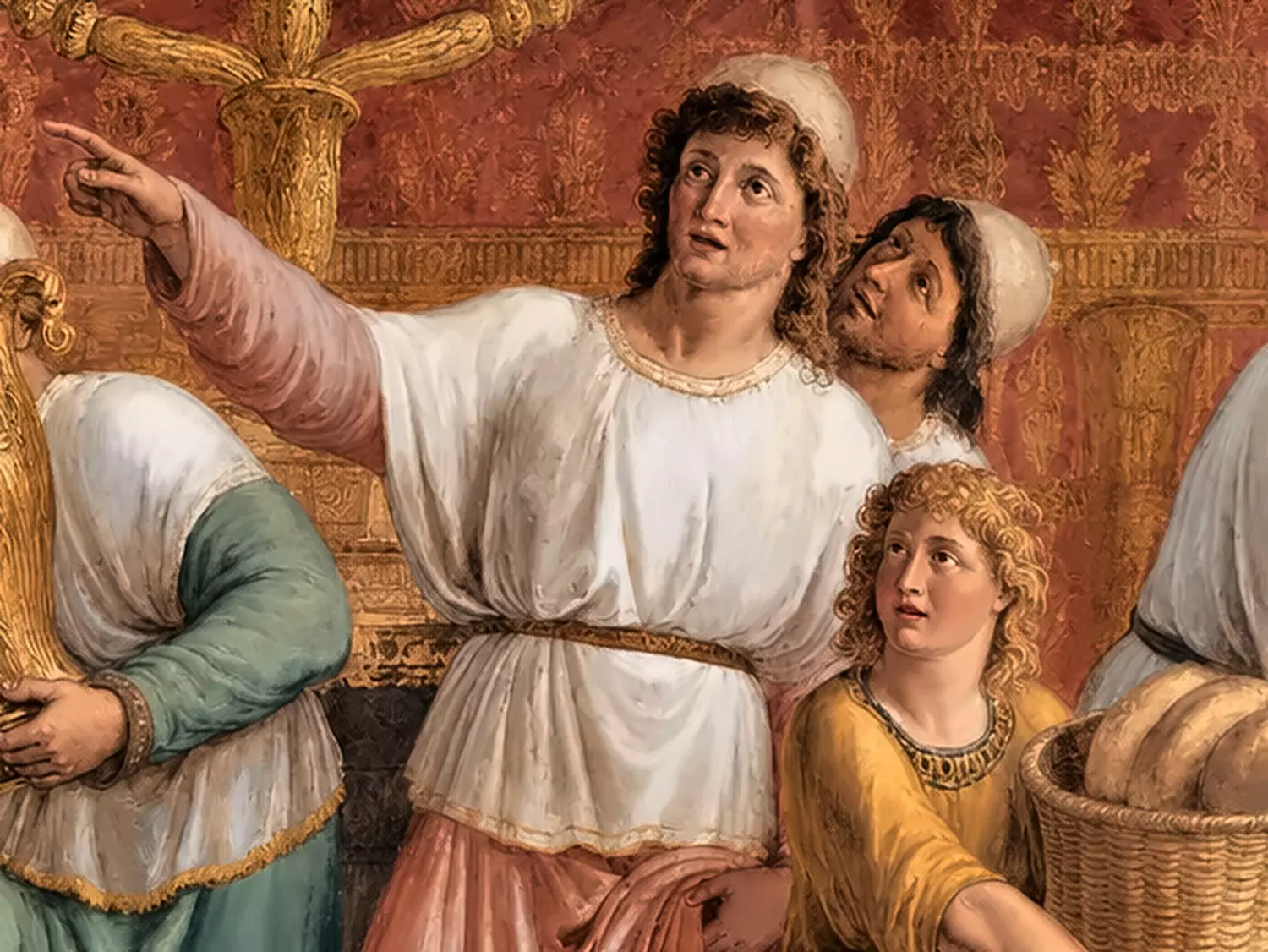 Luigi Ademollo The Menorah Detail With Pointing Youth And Basket Of Bread