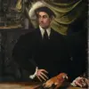 Man With Parrot By Niccolò Dell'Abate With A Young Man, Red Parrot And Pomegranate