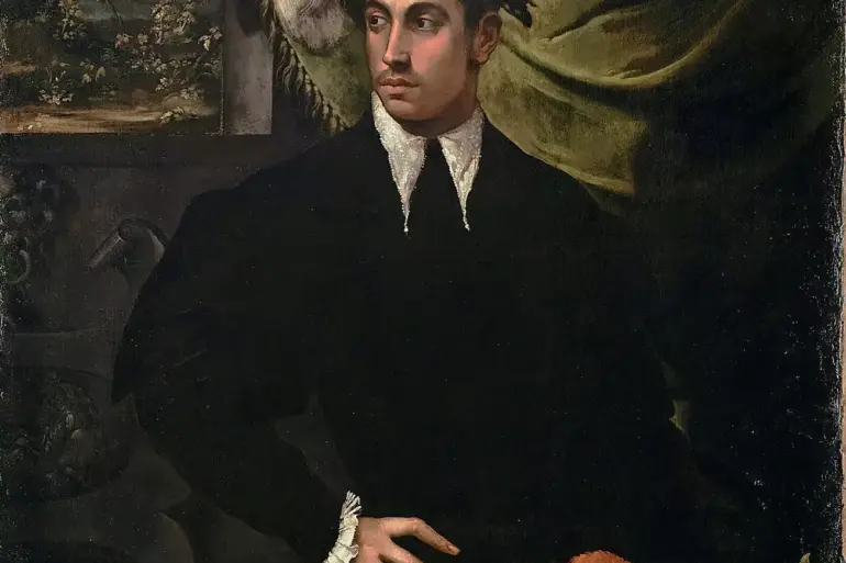 Man With Parrot By Niccolò Dell'Abate With A Young Man, Red Parrot And Pomegranate