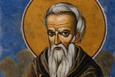 Λεπτομέρεια Προσώπου Του Μάξιμου Καυσοκαλυβίτη Σε Μεταβυζαντινή Τοιχογραφία