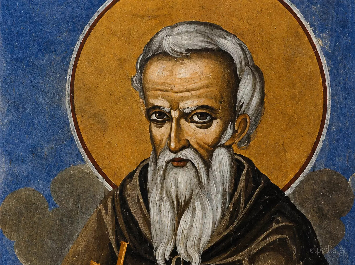 Λεπτομέρεια Προσώπου Του Μάξιμου Καυσοκαλυβίτη Σε Μεταβυζαντινή Τοιχογραφία