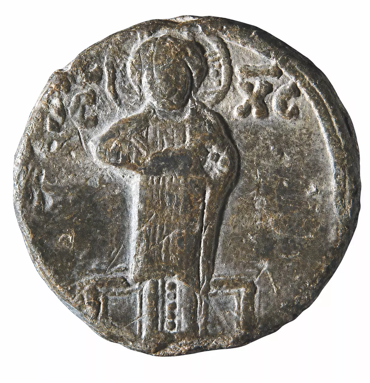 Michael Viii Palaiologos Lead Seal Showing Christ Standing Frontally With Ic Xc