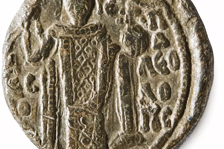 Michael Viii Palaiologos Lead Seal With Emperor Holding Labarum And Globus Cruciger