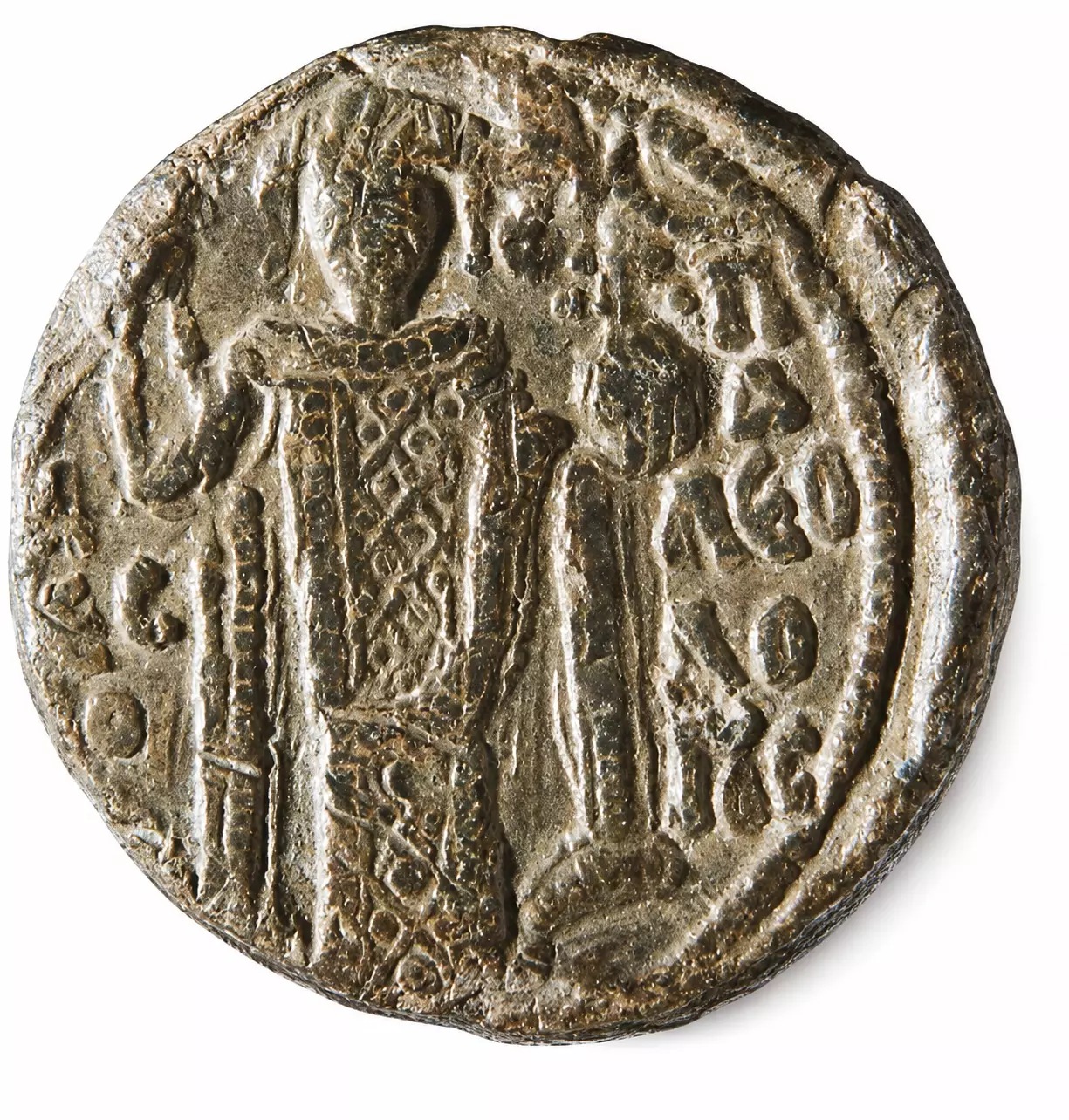 Michael Viii Palaiologos Lead Seal With Emperor Holding Labarum And Globus Cruciger