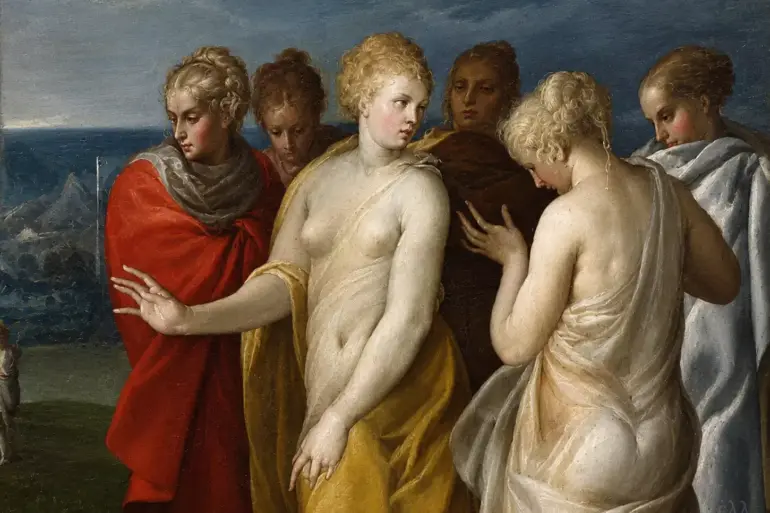 Moses Rescued From The Nile Detail Showing The Elegant Group Of Female Attendants