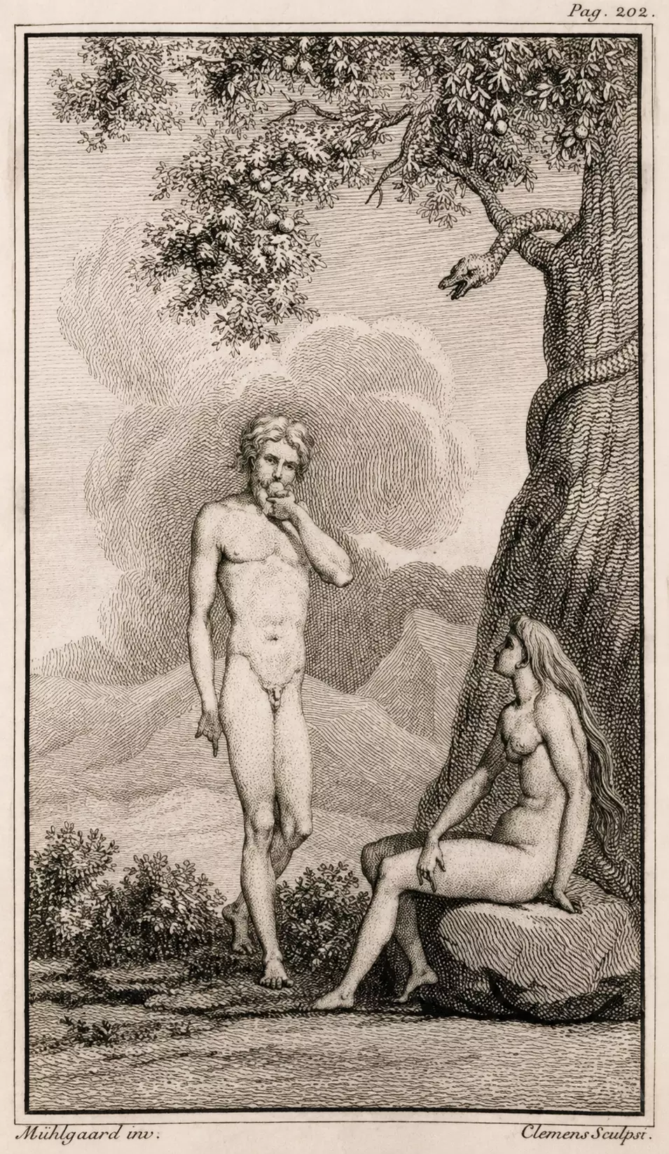 Nicolai Abildgaard Adam And Eve Engraving, Eve Seated Beneath The Serpent-Coiled Tree