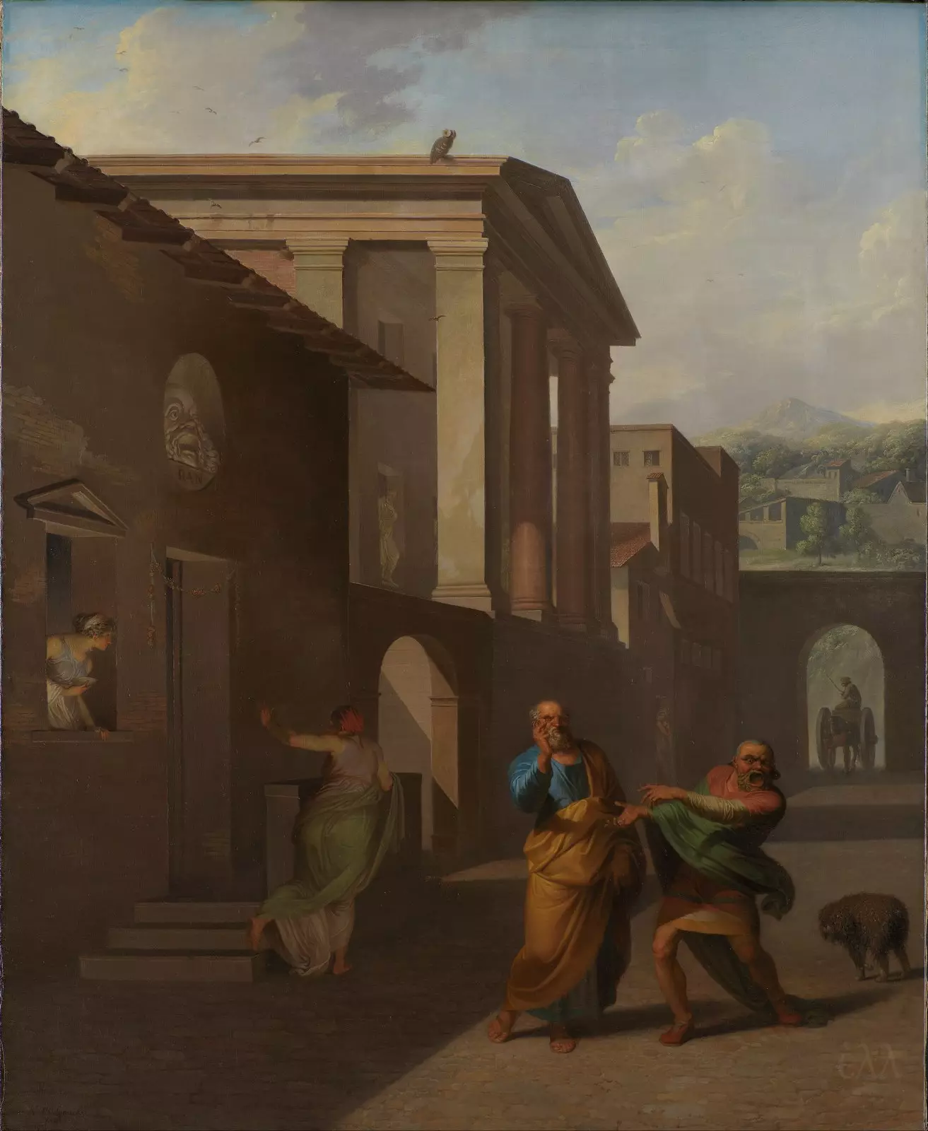 The Midwife Taking Leave By Nicolai Abildgaard With Simo And Davus In An Ancient Street