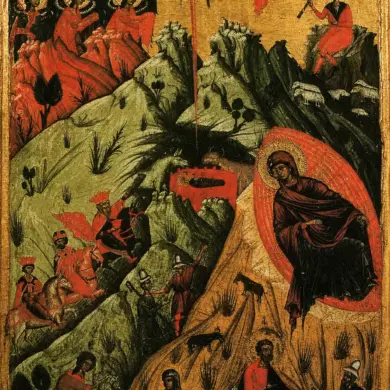 Nativity Of Christ By Nikolla Onufri With Angels, Magi, Shepherds And The Virgin