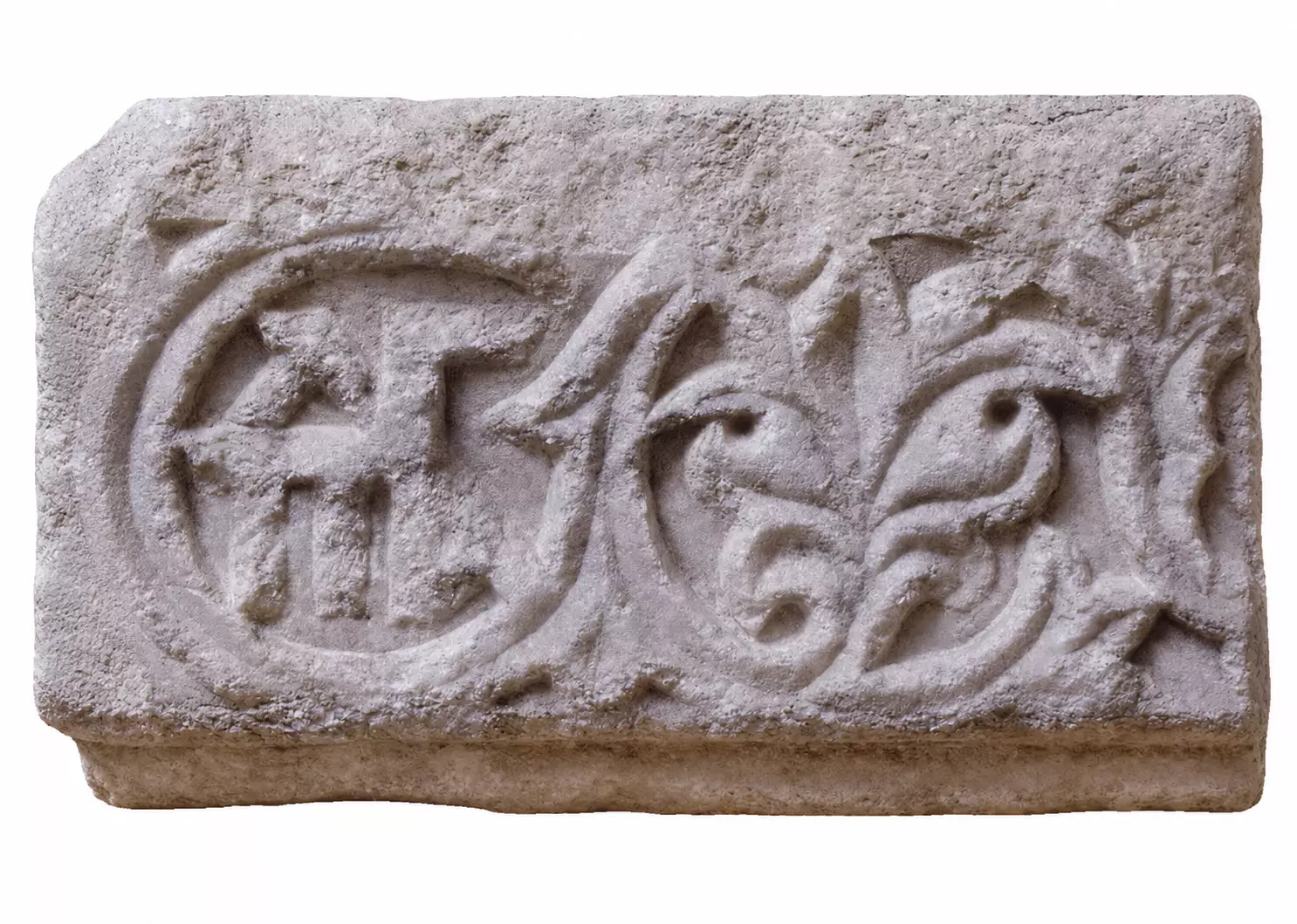 Palaeologan Marble Epistyle With Dynasty Monogram, Rosette And Vine Scrolls
