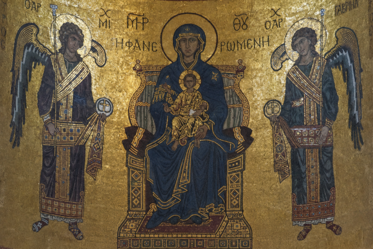 Panagia Faneromeni Mosaic With Theotokos, Christ, Michael And Gabriel In The Apse