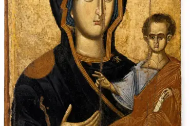 Panagia Hodegetria-ikonet, der viser Theotokos, der holder det velsignende Kristusbarn