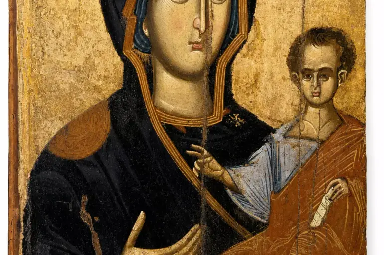 Panagia Hodegetria Icon Showing The Theotokos Holding The Blessing Christ Child