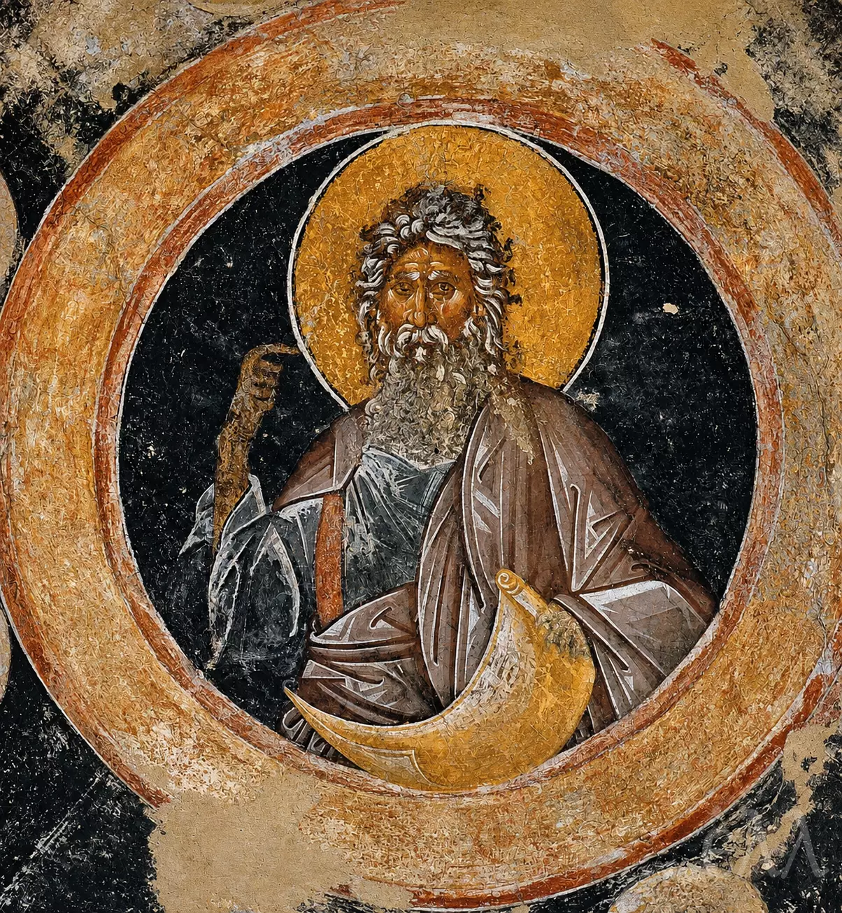 Patriarch Reuben Fresco In The Western Dome Of The North Gallery At Pantanassa, Mystras
