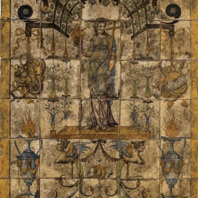 Pavement En Céramique De La Renaissance Française, Masseot Abaquesne, Figure Féminine