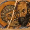 Vatopedi Fresco With The Heads Of The Apostles Peter And Paul