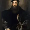 Portrait Of A Gentleman With A Falcon Holding A Hooded Bird On His Gloved Hand