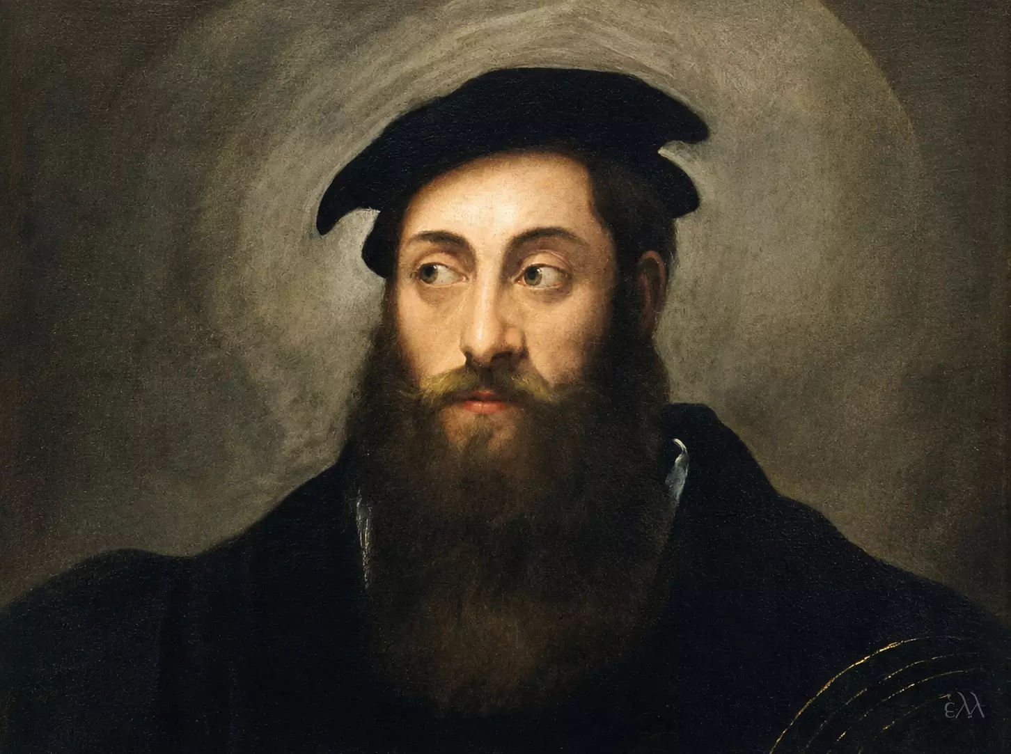 Niccolò Dell'Abbate: Retrato De Nobre Com Falcão 12 Detalhe Do Rosto A Partir Do Retrato De Nobre Com Falcão, Demonstrando Um Olhar De Arrogância Senhorial.