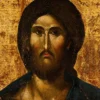 Detalle Del Rostro Del Cristo Pantocrátor En Una Imagen Bizantina Del Siglo Xiv