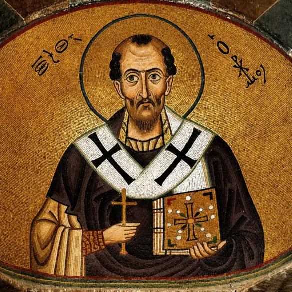 Saint John Chrysostom Mosaic At Hosios Loukas With Gospel Book And Small Cross