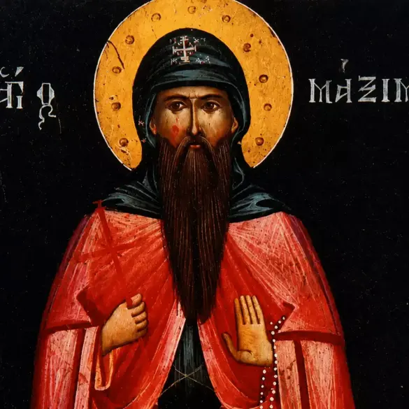 Icon Of Saint Maximos Kausokalybites, Half-Length Portrait Against A Dark Ground