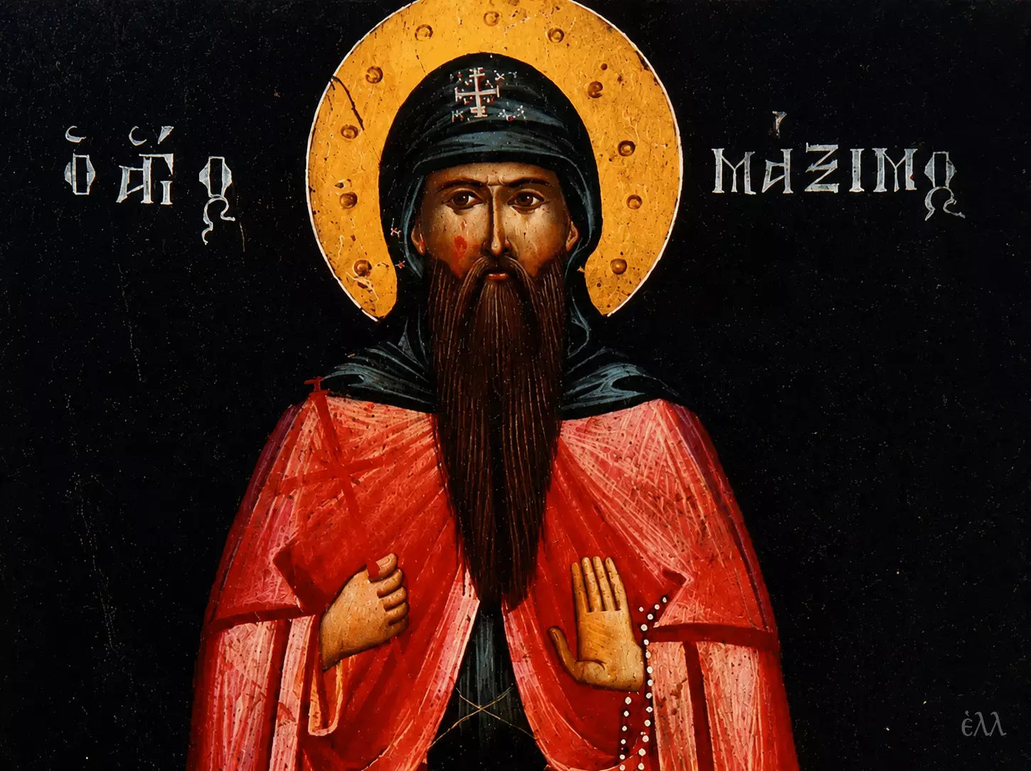 Icon Of Saint Maximos Kausokalybites, Half-Length Portrait Against A Dark Ground